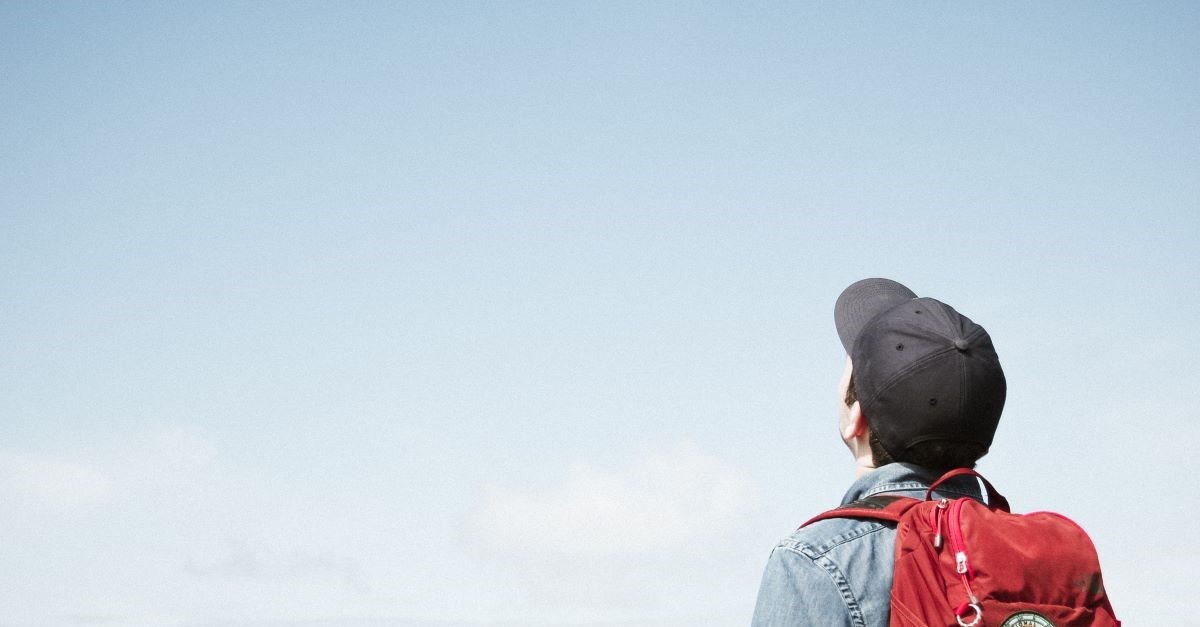 man looking up sky question heaven outside waiting